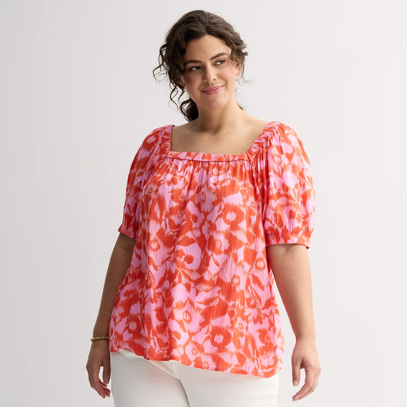 Plus Size Sonoma Goods For Life® Squareneck Peasant Top | Kohl's