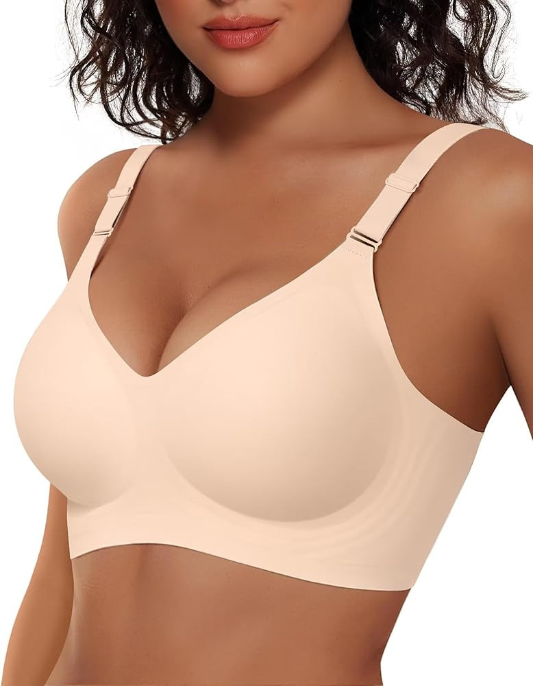 Vertvie Womens Wireless Jelly Bras No Underwire Push Up Seamless Bra Supportive Full Coverage Bra... | Amazon (US)