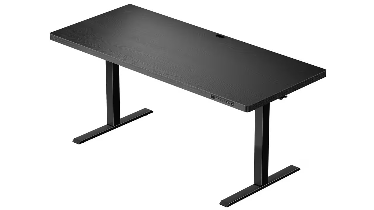 ErgoAV - Adjustable Electric Standing Desk with USB Ports - 63" x 28", ERDS3-01B - Black | Best Buy U.S.
