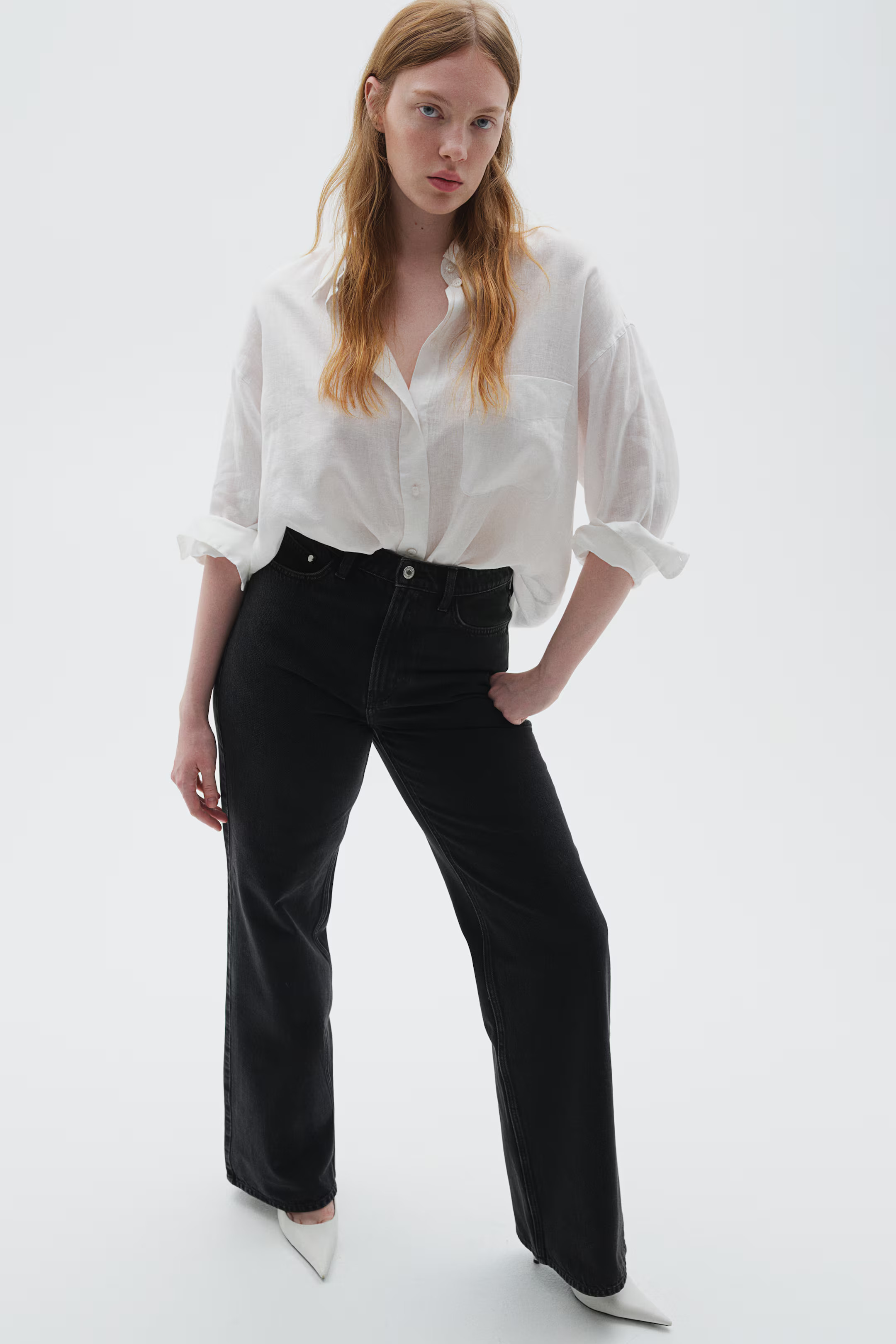 Curvy Fit Wide Ultra High Jeans - Ultra high waist - Long - Black - Ladies | H&M GB | H&M (UK, MY, IN, SG, PH, TW, HK)