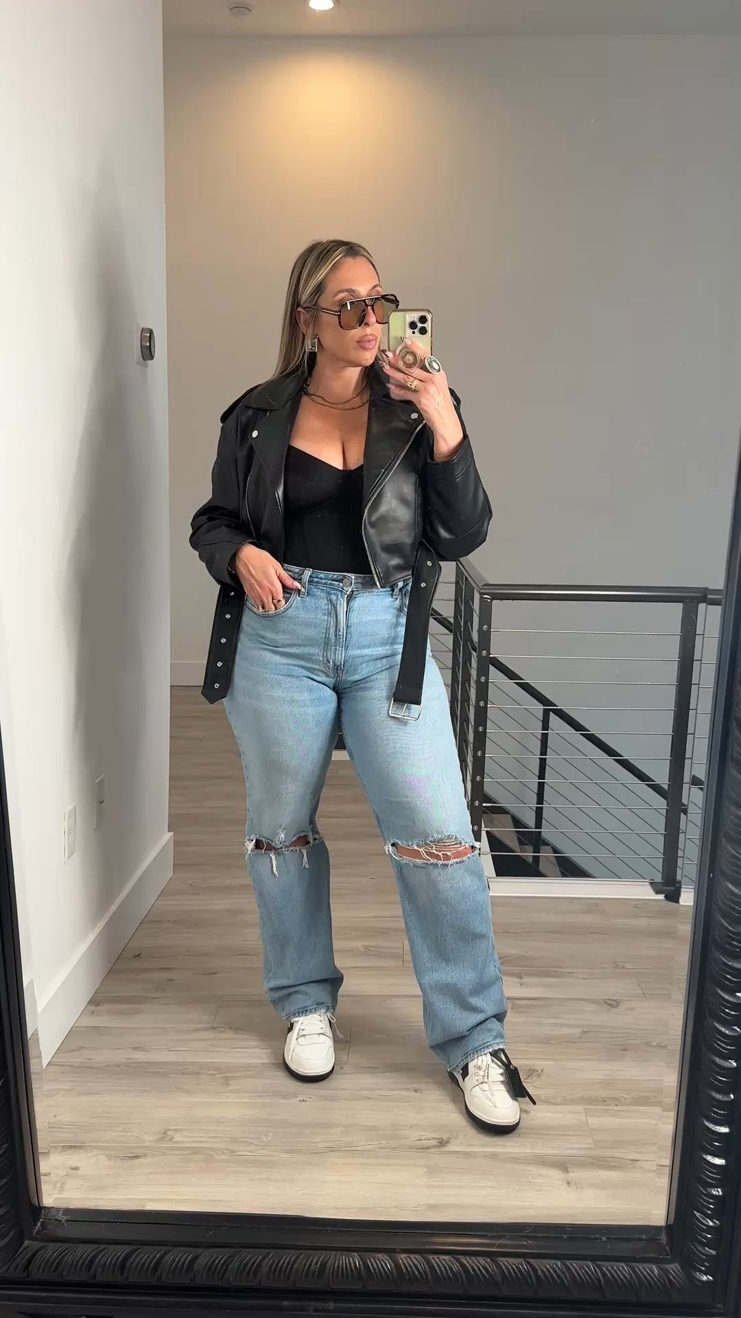 sporty casual elevated 

cropped faux leather jacket with the size XL and fits me oversized. I also have the L (a closer fit)

curve love relaxed style (my favorite snatching jeans ever) I size down to a 30L(size 10) they will start out tight but stretch out to fit (there is a bit of stretch in these jeans). The exact wash I have on is old but linked very similar in this style. 

off white sneakers (TTS) also linked other colorways 

sunnies (color: tort/yellow)

my fav snatching bodysuit size XL built in bra would pass if over a DD (adjustable straps and compressive) 

#LTKMidsize #LTKStyleTip #LTKFindsUnder50

#LTKFindsUnder100 #LTKMidsize #LTKStyleTip