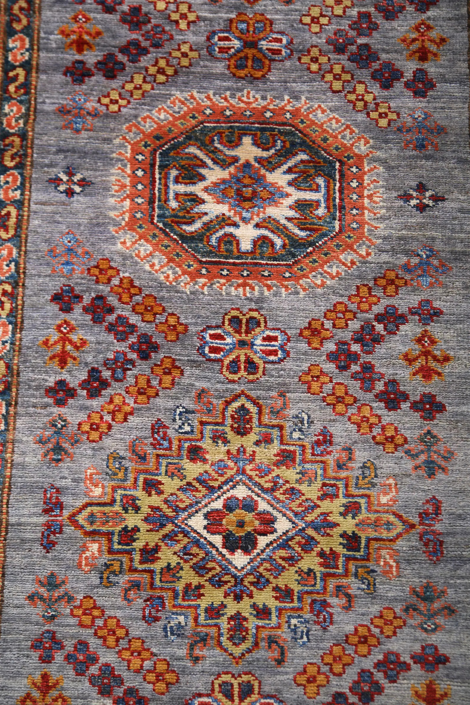 Grey Geometric 10 Ft Kazak Runner Rug Afghan Hand Knotted - Etsy | Etsy (US)