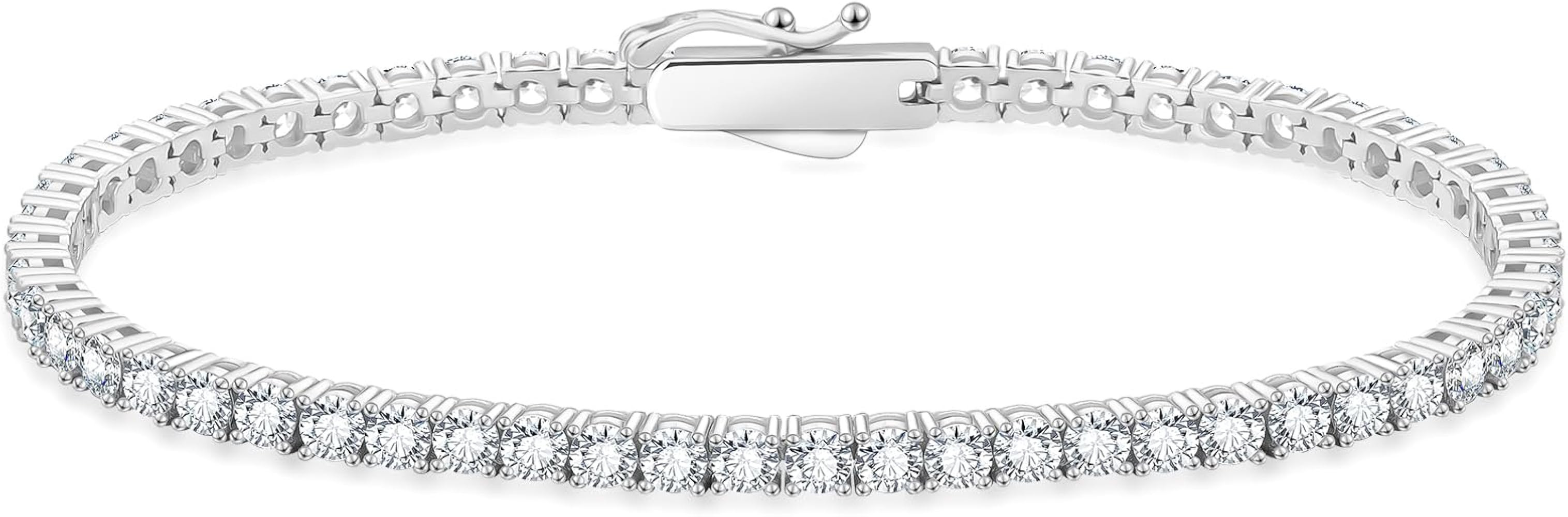 KRKC&CO 2/3/4/5mm Tennis Bracelet, S925 Sterling Silver with 14k Gold/White Gold Plated, Iced Out... | Amazon (US)