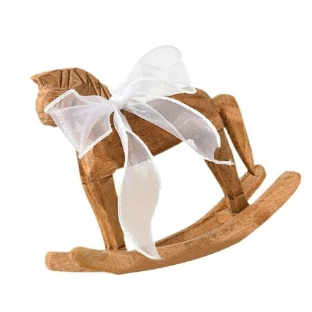 Misright Wooden Rocking Horse Figurine with Ribbon for Holiday Decoration and Gifting | Walmart (US)