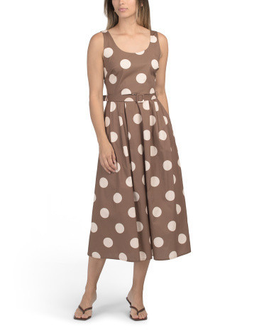 Sleeveless Polka Dot Midi Dress for Women | Cotton/Elastane | Marshalls