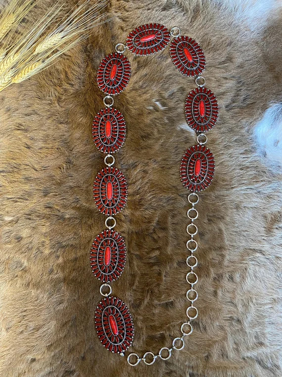 Red Concho Belt - Etsy | Etsy (US)