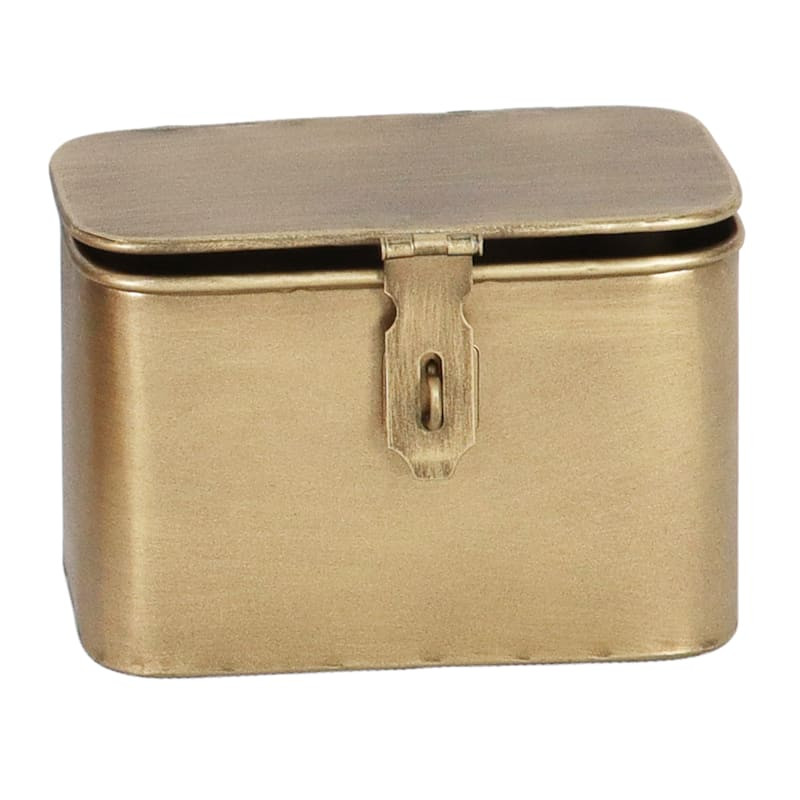 Gold Metal Decorative Box with Lid, 6" | At Home