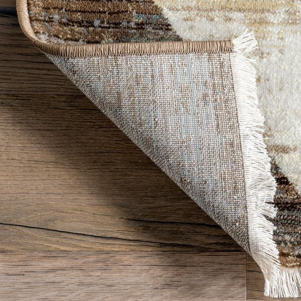 Beige Vanni Checkered Fringed Area Rug | Rugs USA