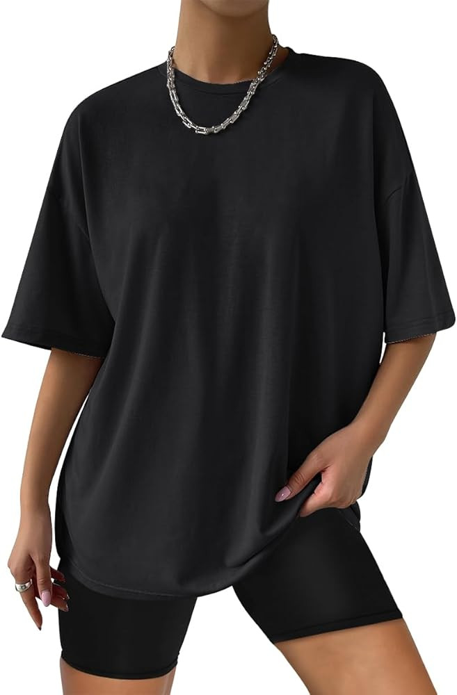 Trendy Queen Womens Oversized T Shirts Loose Fit Cotton Crewneck Short Sleeve Tops Summer Casual ... | Amazon (US)