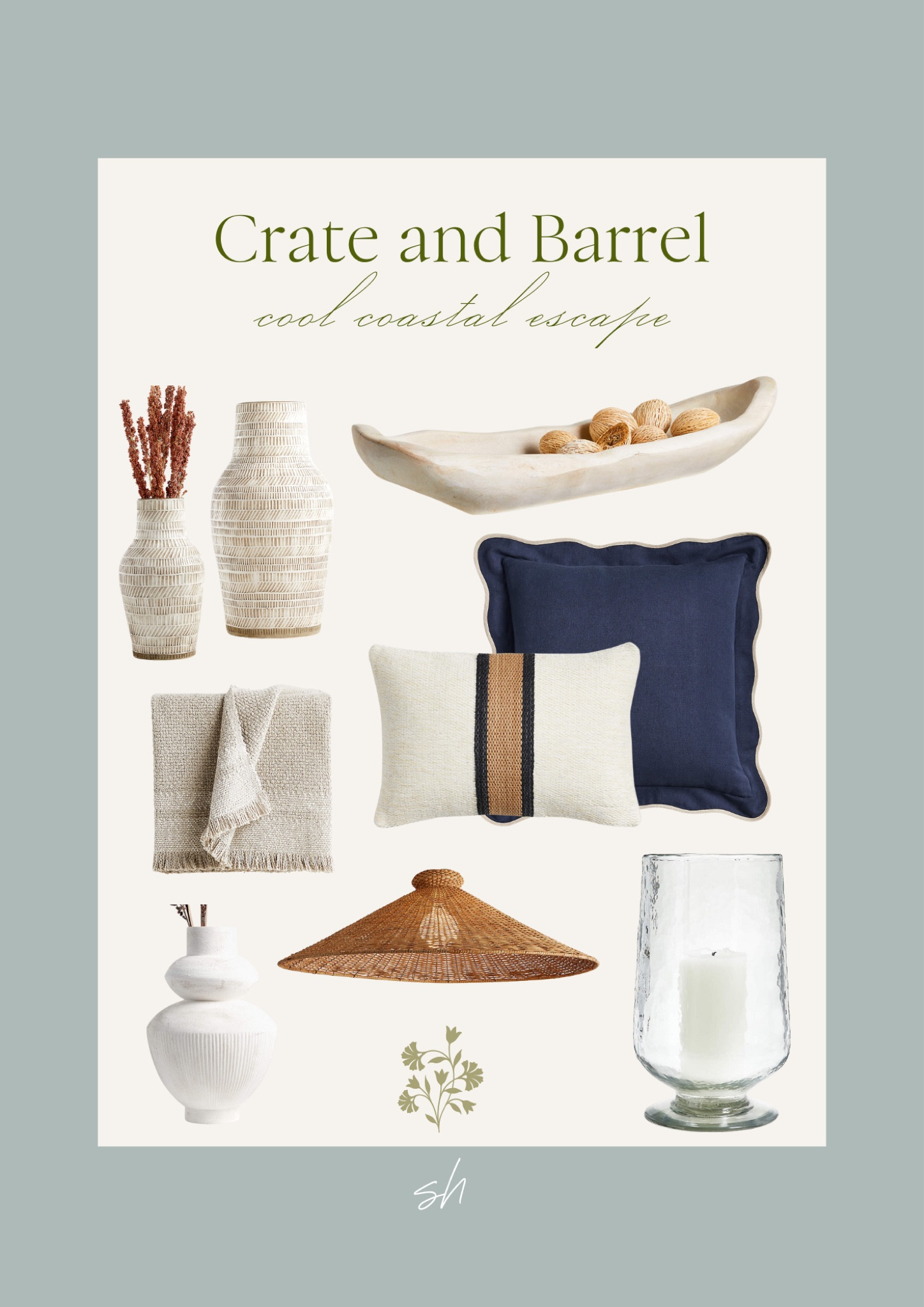 Crate and Barrels new cool coastal escape line favorites! Nancy meyers aesthetic. Nancy meyers design. Coastal grandmother. Coastal aesthetic.  Coastal interiors. Nancy Meyers interiors. Neutral interiors  

#LTKhome