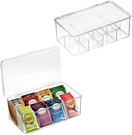 2 Pack Stackable Plastic Tea Bag Organizer - Storage Bin Box for Kitchen Cabinets, Countertops, P... | Amazon (US)