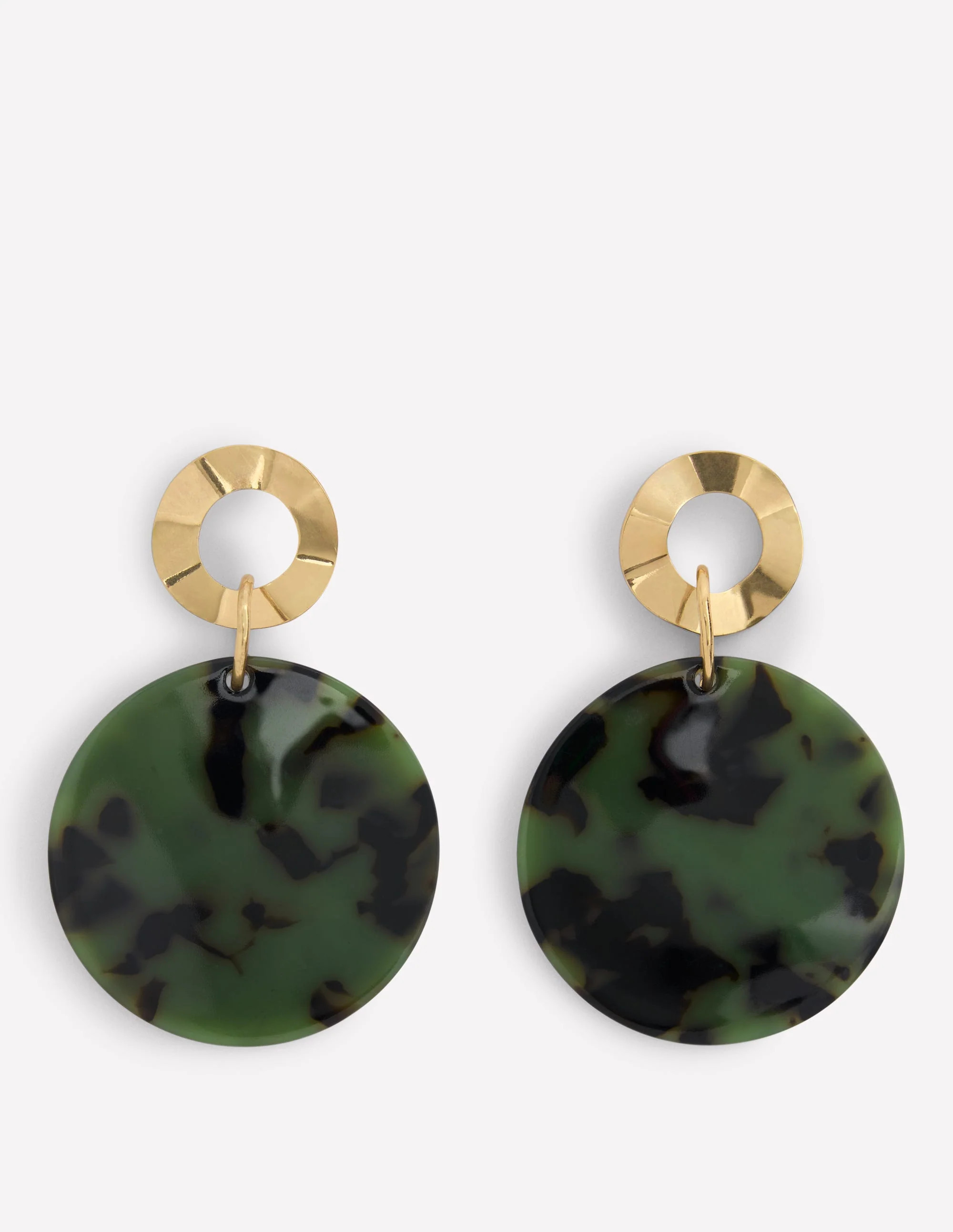 Resin Disc Earrings-Olive Green | Boden (US)