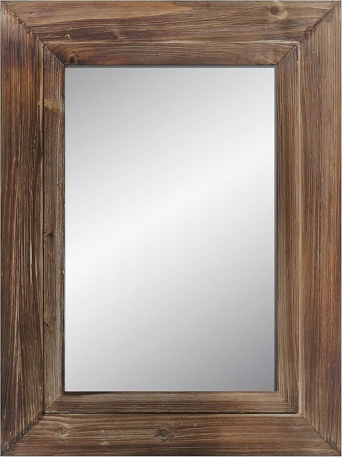Barnyard Designs 24" x 32" Decorative Torched Wood Frame Wall Mirror, Large Rustic Farmhouse Mirr... | Amazon (US)