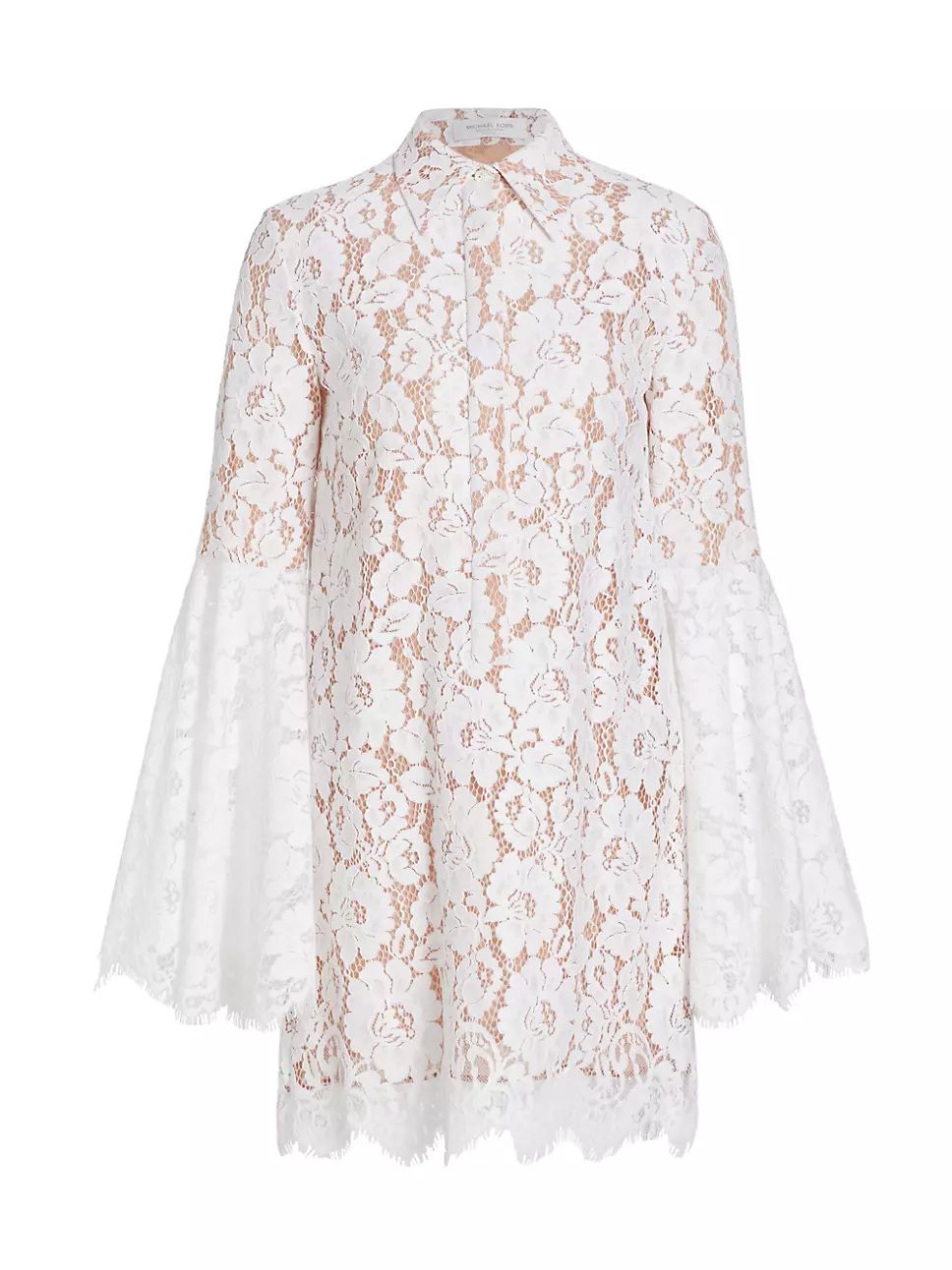 Floral Lace Flare-Sleeve Shirtdress | Saks Fifth Avenue