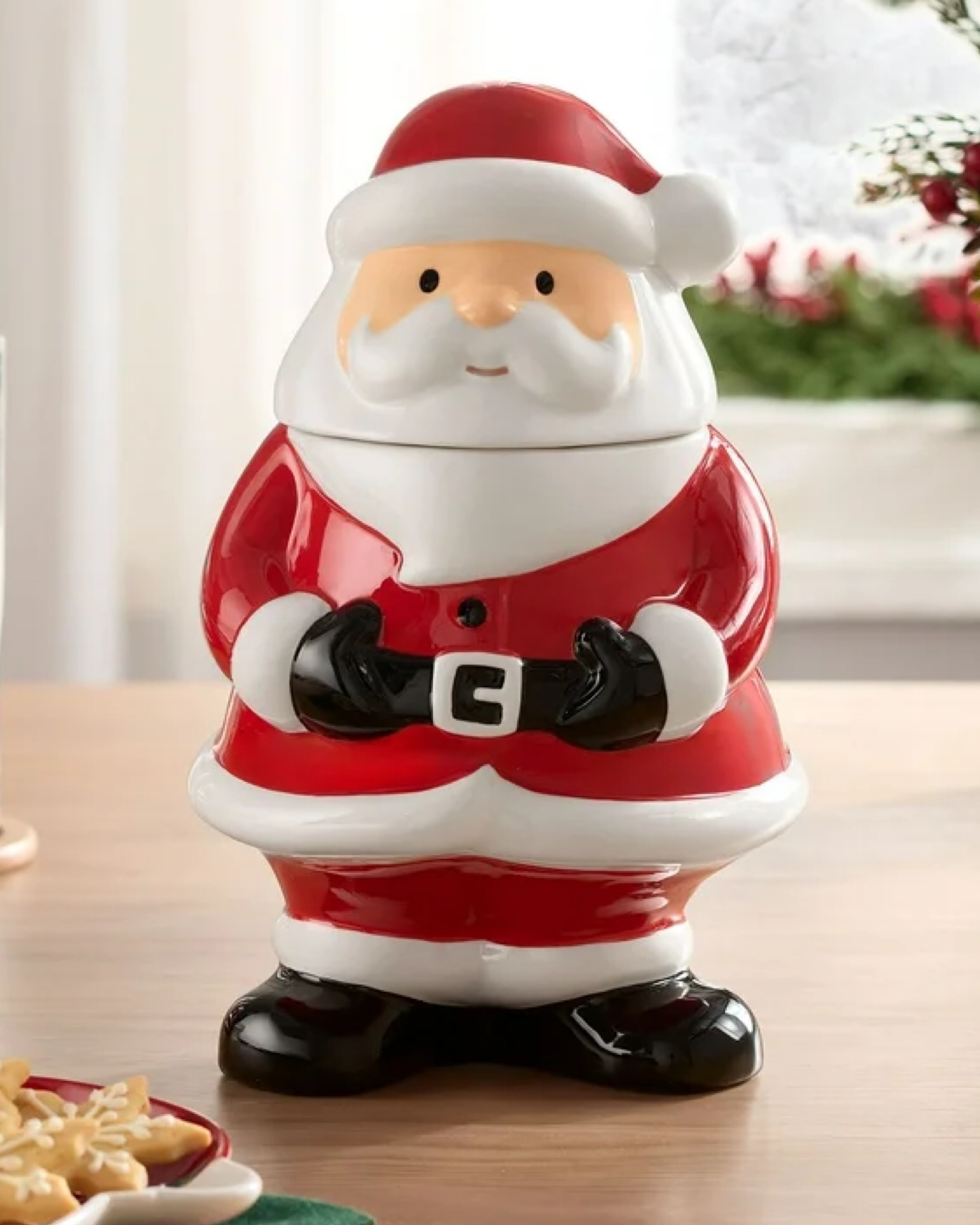 Celebrate the holiday season with this whimsical 55-Oz Ceramic Santa Treat Jar. Shaped like a cheerful Santa, this multicolor treat jar adds warmth and charm to any table or countertop. With its generous 55-ounce capacity, it’s perfect for storing cookies, candy or even small kitchen essentials like teas and spices. Made from durable, high-quality earthenware ceramic with a glossy finish, this enchanting jar is a festive, functional centerpiece or accent for any holiday gathering. Make it part of your holiday decor for years to come!

#LTKHoliday #LTKHome #LTKGiftGuide