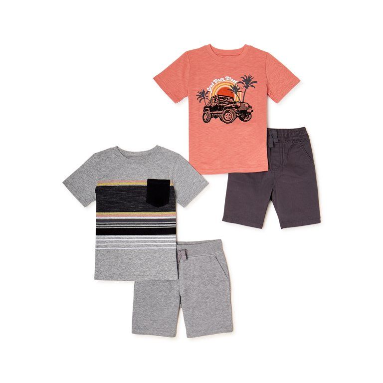 Garanimals Baby and Toddler Boy T-Shirt and Shorts Outfit Set, 4-Piece, Sizes 12M-5T | Walmart (US)