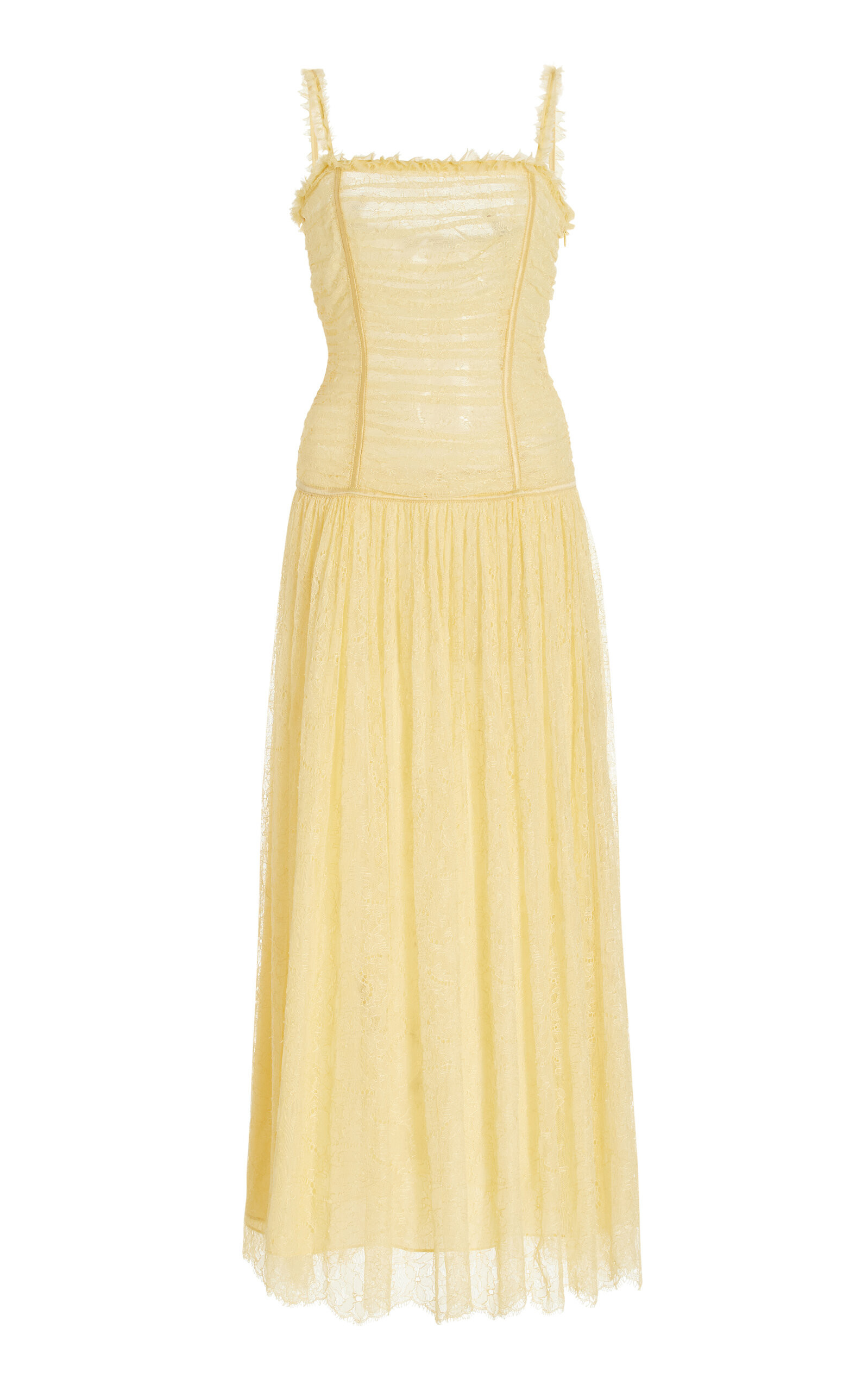 Florelle Ruched French Chantilly Lace Maxi Dress | Moda Operandi (Global)