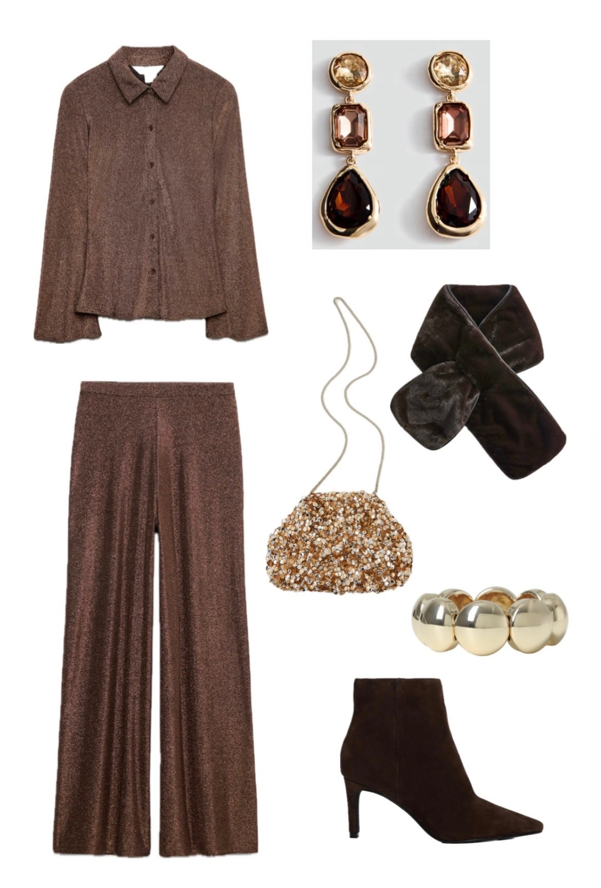 Here is a lovely sparkly set from MARKS AND SPENCER - I’ve added a faux fur scarf, boots, earrings and a bracelet!  The gold bag is the final touch!

#LTKuk #LTKfestive #LTKwinter