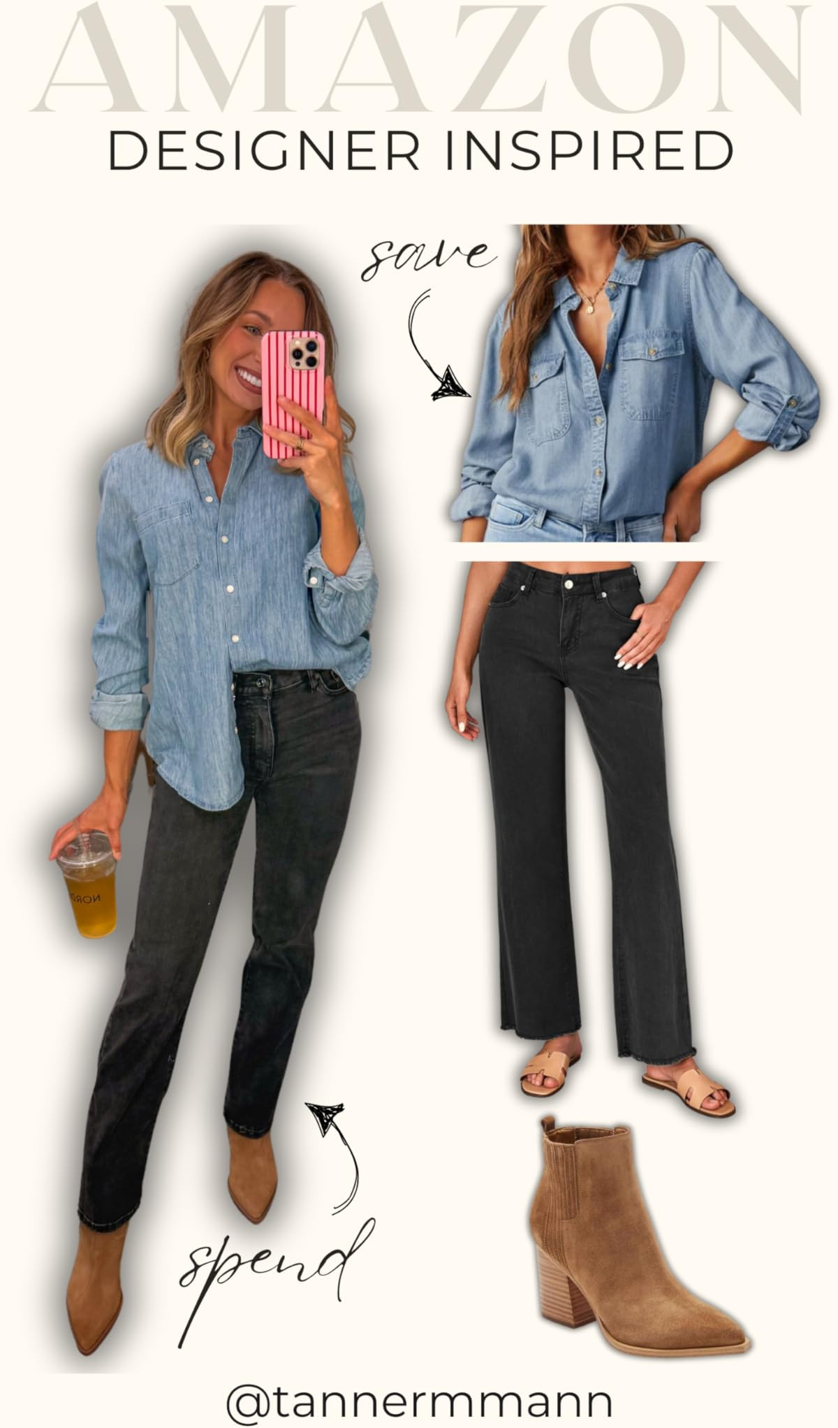 Astylish Women Button Down Denim Shirts Casual Long Sleeve V Neck Chambray Blouse Top | Amazon (US)