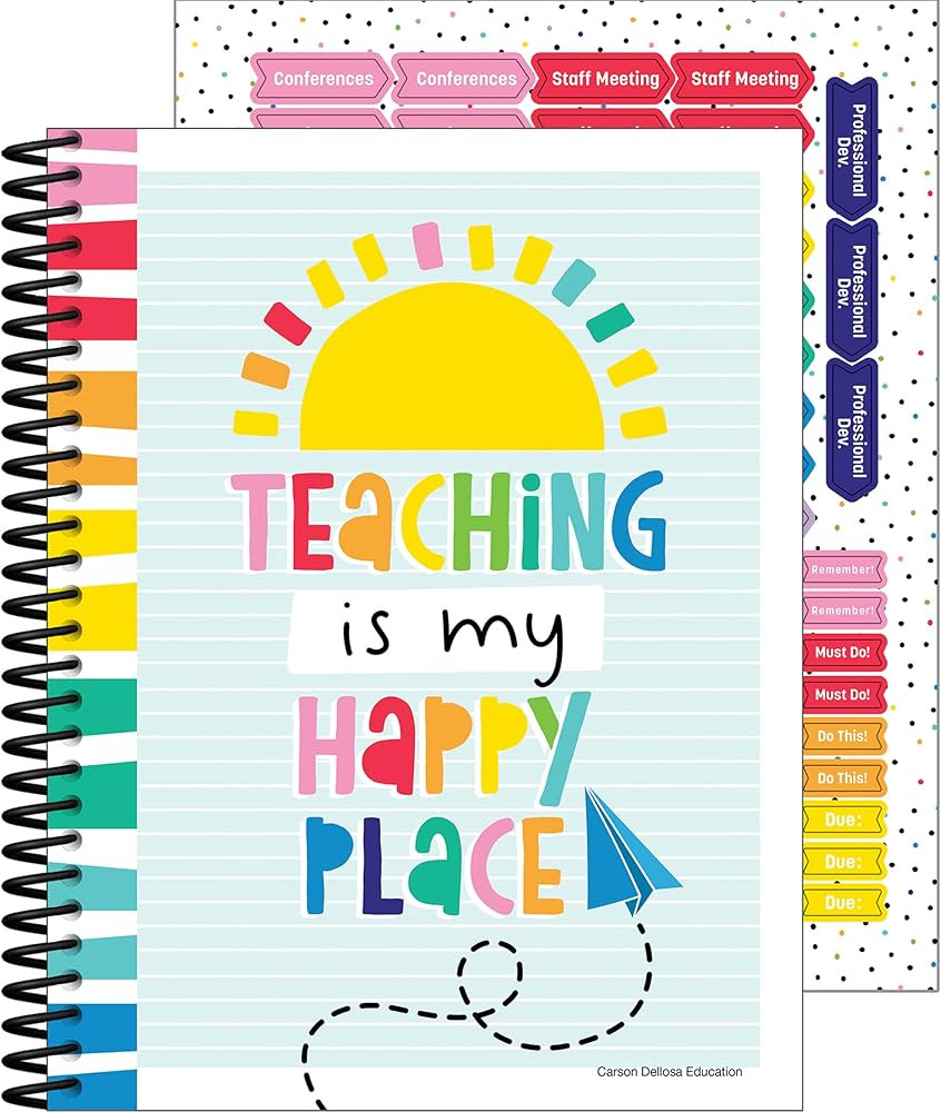 Carson Dellosa Happy Place Teacher Lesson Planner With Stickers, 8" x 11" Undated for Classroom O... | Amazon (US)