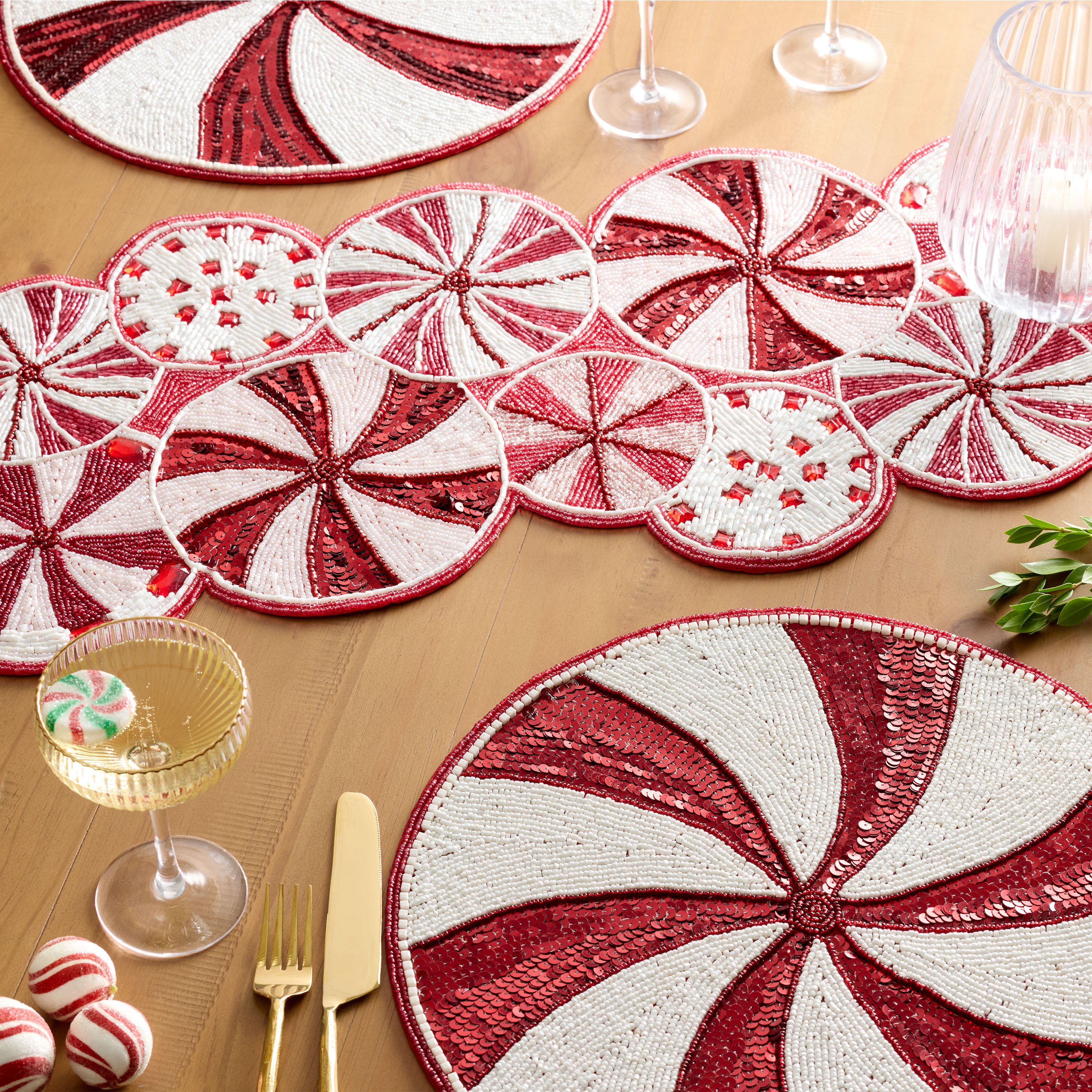 Peppermint Party Beaded Table Linen Collection | World Market