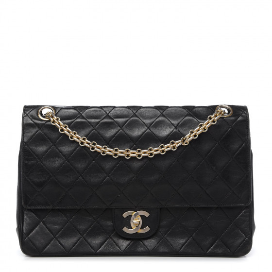 CHANEL Lambskin Quilted Medium Bijoux Chain Double Flap Black | Fashionphile