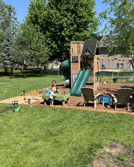 Backyard paradise for kids. We finally finished putting this together and I’m so excited to just “be” this summer! Linked a swing set that’s close to the one we have (our exact one is sold out) and then the kids digger/sand toys and water table! 

#LTKKids #LTKHome #LTKSeasonal