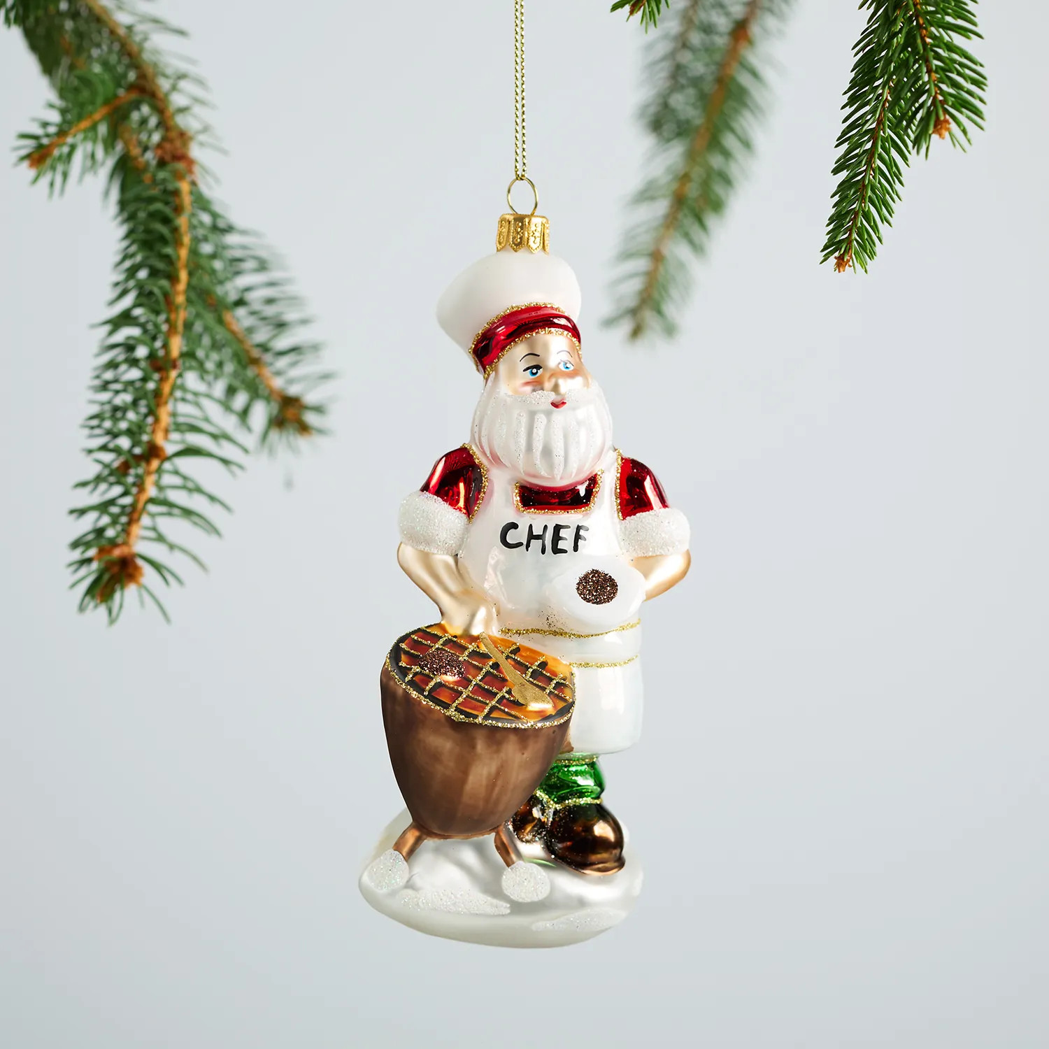 Sur La Table 2024 BBQ Santa Glass Ornament, 6.5" | Sur La Table