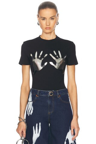 AREA Handprint T-Shirt in Black | FWRD 