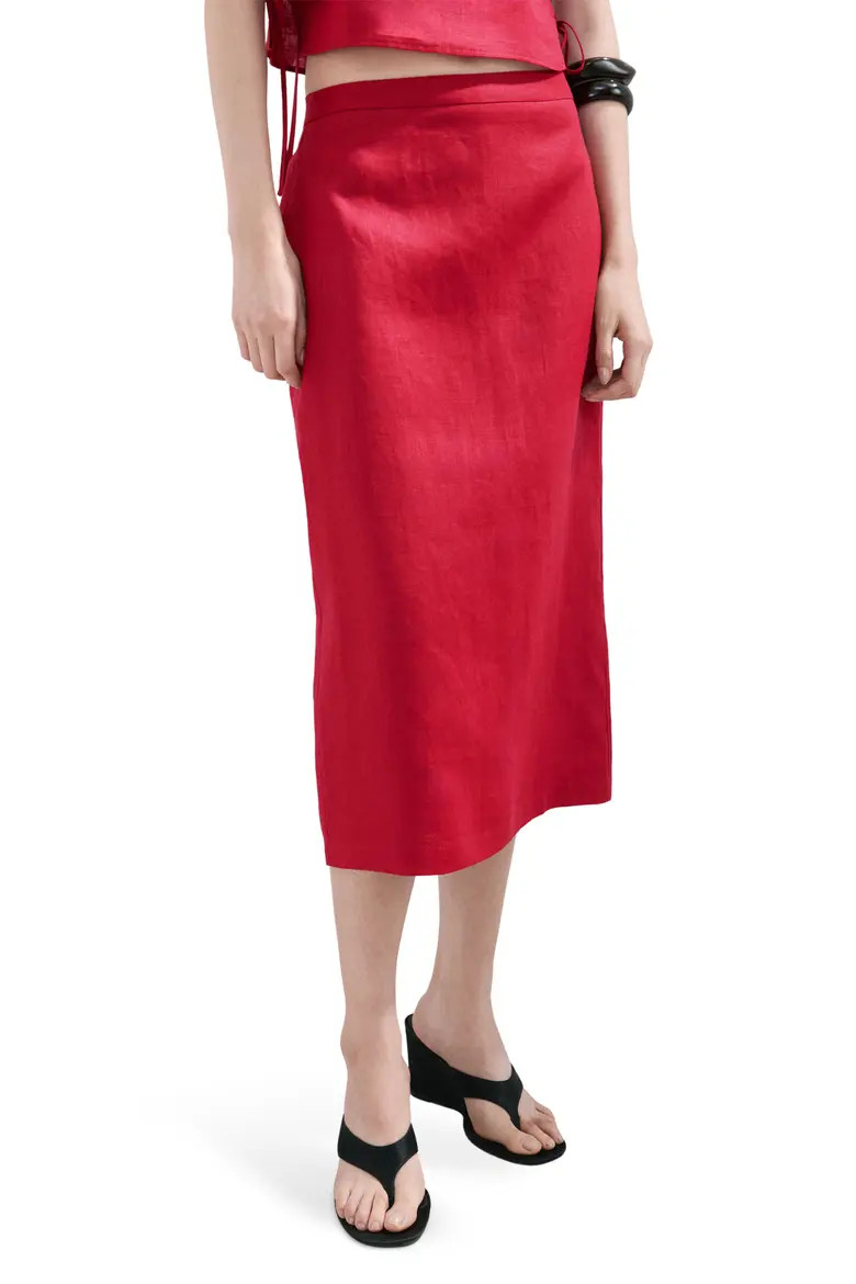 Linen Midi Skirt (Women) | Nordstrom | Nordstrom