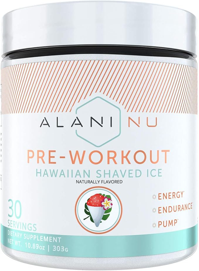 Alani Nu Pre-Workout Supplement Powder for Energy, Endurance, and Pump, Hawaiian Shaved Ice, 30 S... | Amazon (US)