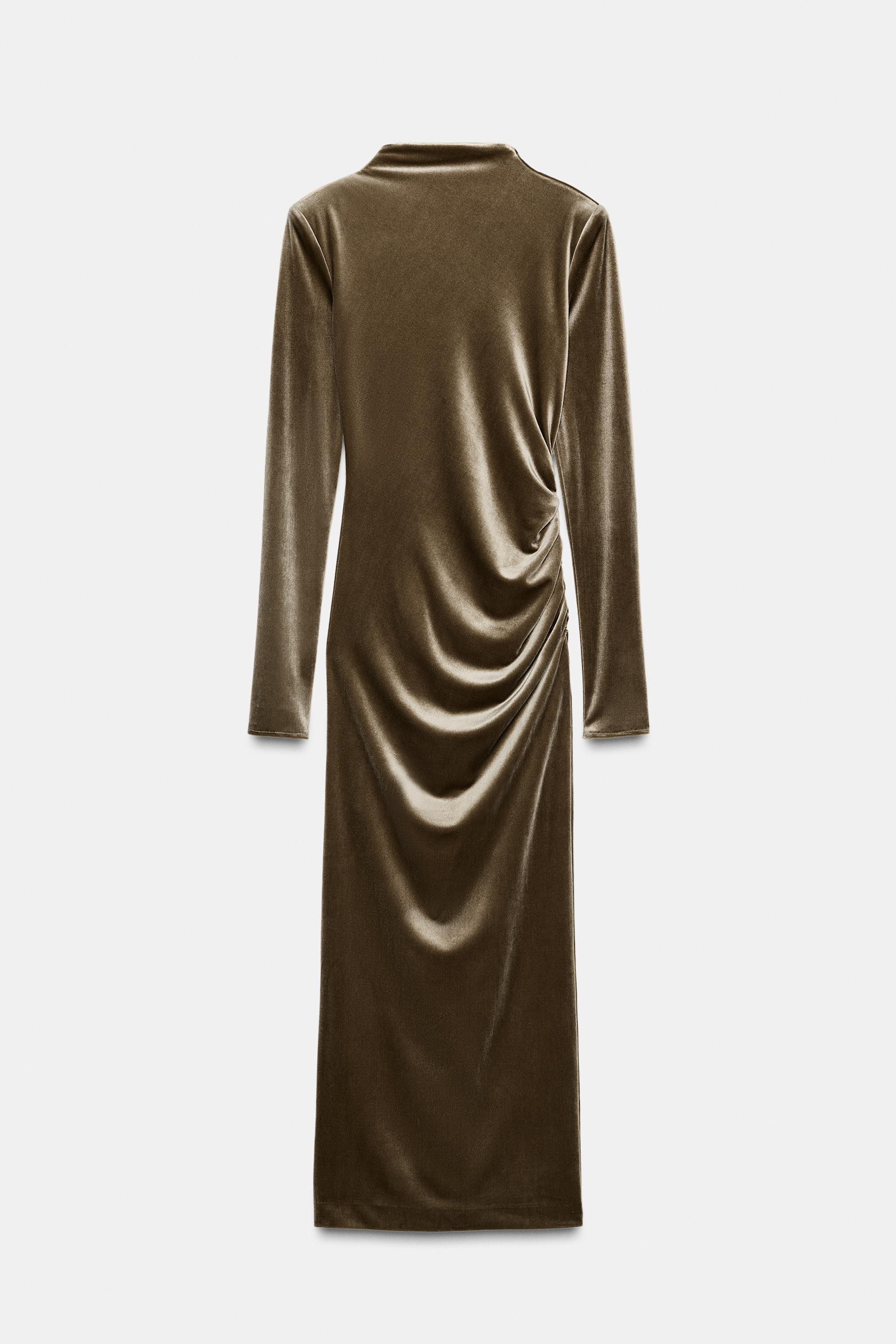 DRAPED VELVET DRESS WITH SHOULDER PADS | Zara UK