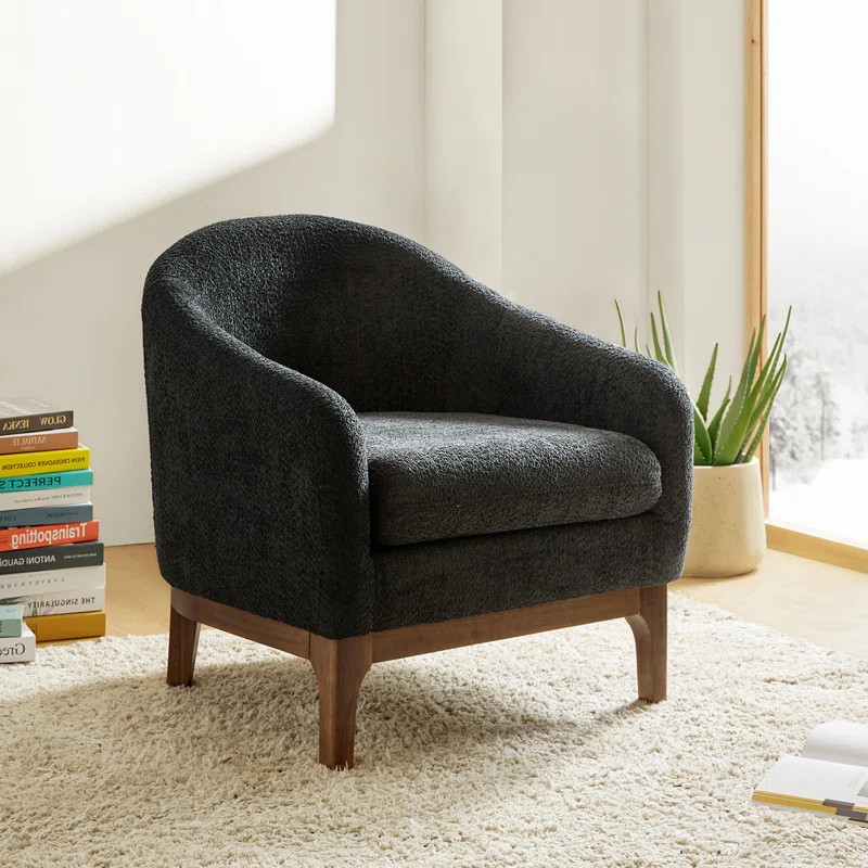 Rajeen Boucle Upholstered Armchair with Solid Wood Legs | Wayfair North America