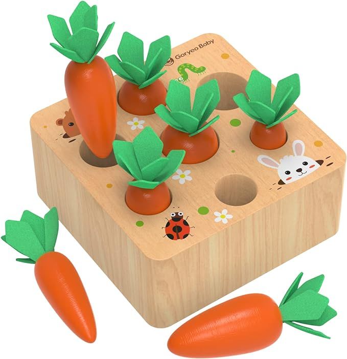 KMTJT Montessori Toys for 1 2 3 Year Old Toddlers, Carrot Harvest Game Wooden Toy for 12 18 Month... | Amazon (US)