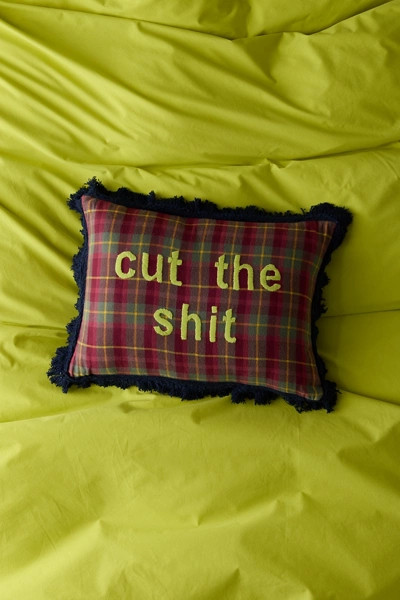 Cut The S*** Embroidered Fringe Throw Pillow | Urban Outfitters (US and RoW)