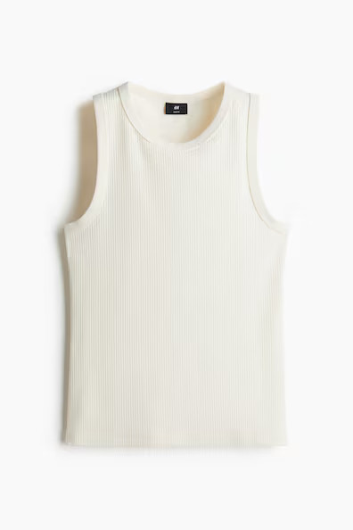 H & M - Slim-Fit Ribbed Tank Top - White | H&M (US + CA)