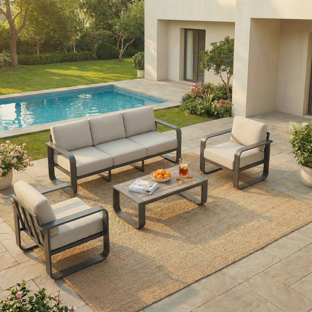 5 - Person Patio Conversation Set With Cushions | Wayfair North America