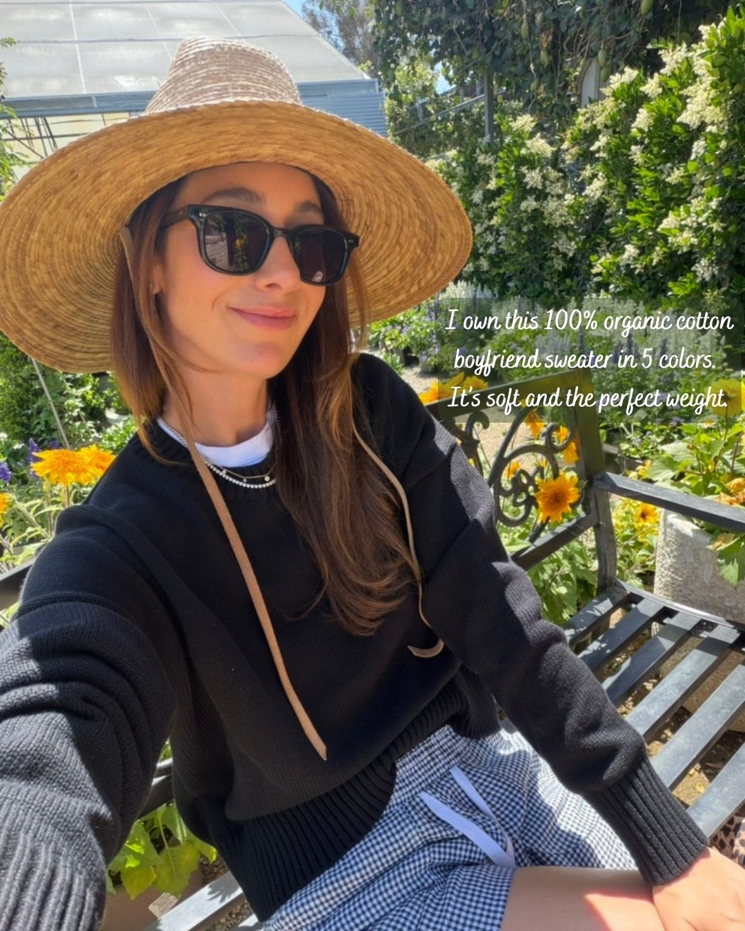 strolling the nursery lately >>>
fresh air and flowers for a little reset 🌹 🦋 🌼 

wearing the $42 100% cotton boyfriend sweater I own in 5 colors + these new $32 linen shorts. @onequince #quincepartner 