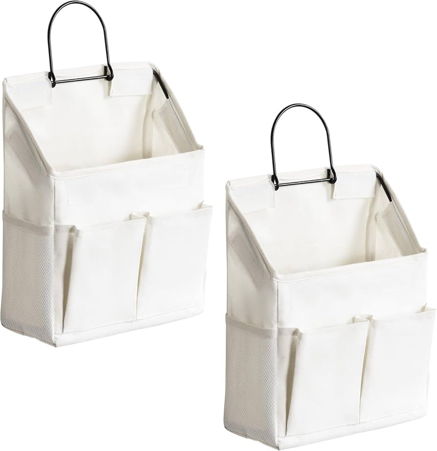 2pcs Wall Hanging Storage Bag, Small Door Closet Linen Fabric Pockets Organizer, Waterproof Multi... | Amazon (US)