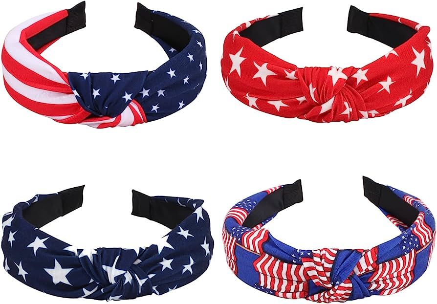 Ardorchid USA Flag Headbands American Knot Patriotic Stars Stripes Independence Day Hairbands 4th... | Amazon (US)