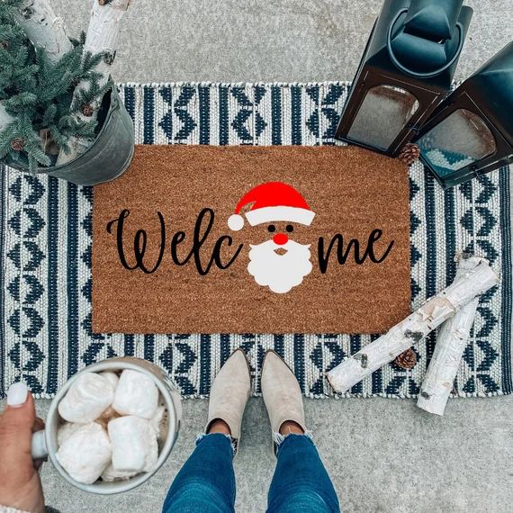 Welcome Santa Doormat - Christmas Doormat - Cute Doormat, Holiday Doormats, Christmas Decor, Farm... | Etsy (US)