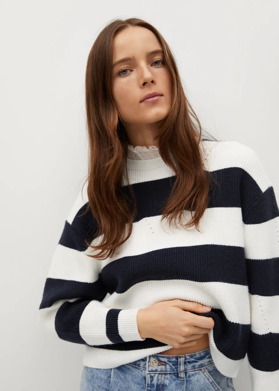 Shirt collar striped sweater | MANGO (US)