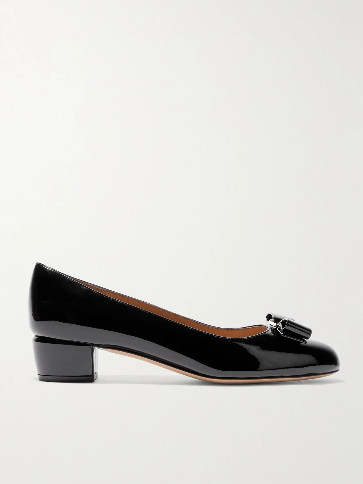 Ferragamo - Vara Bow-embellished Patent-leather Pumps - Black | NET-A-PORTER (US)