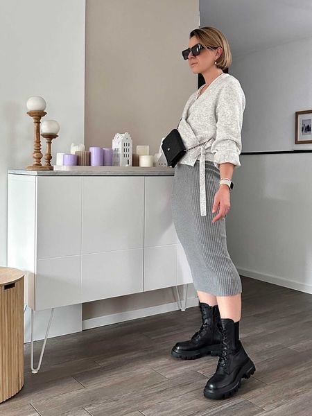 midi skirt mit Biker Boots und wrap cardigan 

#LTKunder100 #LTKSeasonal #LTKeurope