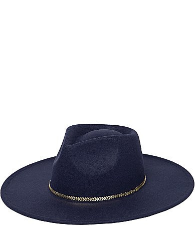 San Diego Hat Company Gold Chained Flat Brim Fedora Hat - Navy | Dillard's