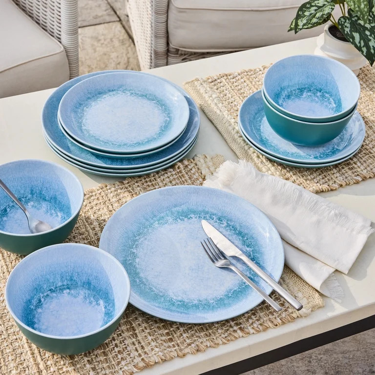 Better Homes and Gardens Bamboo Melamine Blue Reactive Dinner Bowl | Walmart (US)