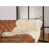 Lamb Sheepskin Double White Young Sheep Skin 45"" X Short Hair Very Cozy, Is Thick, Shiny, Fluffy, Nice in Touch | Etsy (US)
