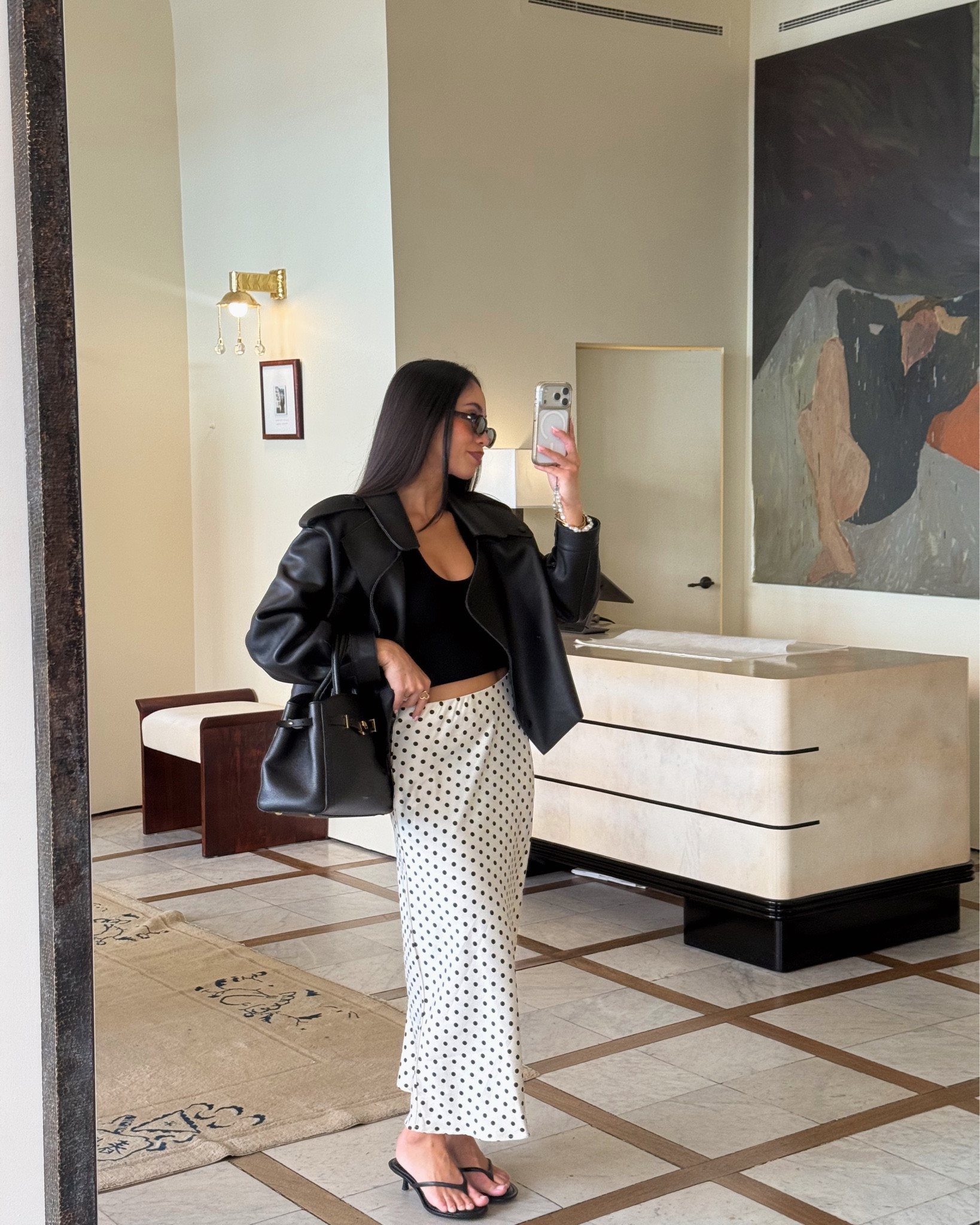 Spring outfit of the day in sunny London 🌞🤍 outfit check, spring outfit, ootd 

Polka dot, black biker jacket, summer outfit   

#LTKsummer #LTKspring #LTKuk #LTKsummer #LTKuk #LTKspring