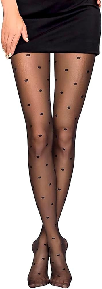 Tights Patterned Polka Dot, Sheer Black Stockings Women High Waist Pantyhose Hosiery Footed Tight... | Amazon (US)