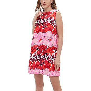 Women's 2024 Summer Sleeveless Tank Dress Crewneck Floral Print Pleated A Line Casual Short Mini ... | Amazon (US)